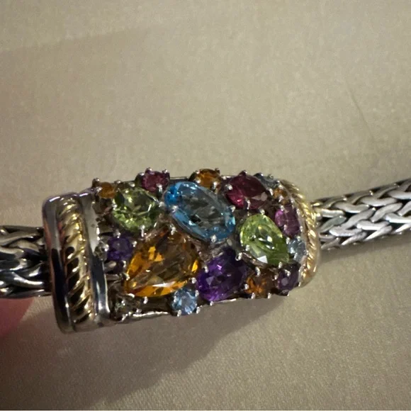Effy Multicolor Gemstone Silver Bracelet with Gold Accents - Picture 9 of 11